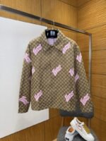 Gucci Color-Block Embroidered Lapel Jacket Coat