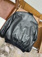 Gucci Logo Embroidered Leather Jacket Coat - 图片 8