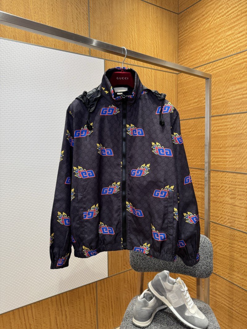 wsxc1765159649786_0.jpg Gucci Double G Flame Pattern All-Over Print Patchwork Jacket - 图片 1