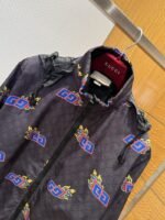Gucci Double G Flame Pattern All-Over Print Patchwork Jacket - 图片 3
