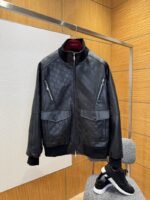 Gucci Patchwork Embossed Leather Jacket Coat