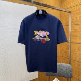 LV Embroidered Crew Neck Short-Sleeve T-Shirt