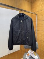 LV Logo All-Over Print Zipper Hooded Jacket 2