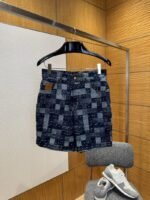 LV Checkered Denim Shorts