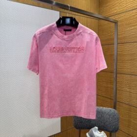 LV Washed Pink Embroidered Crew Neck Short Sleeve