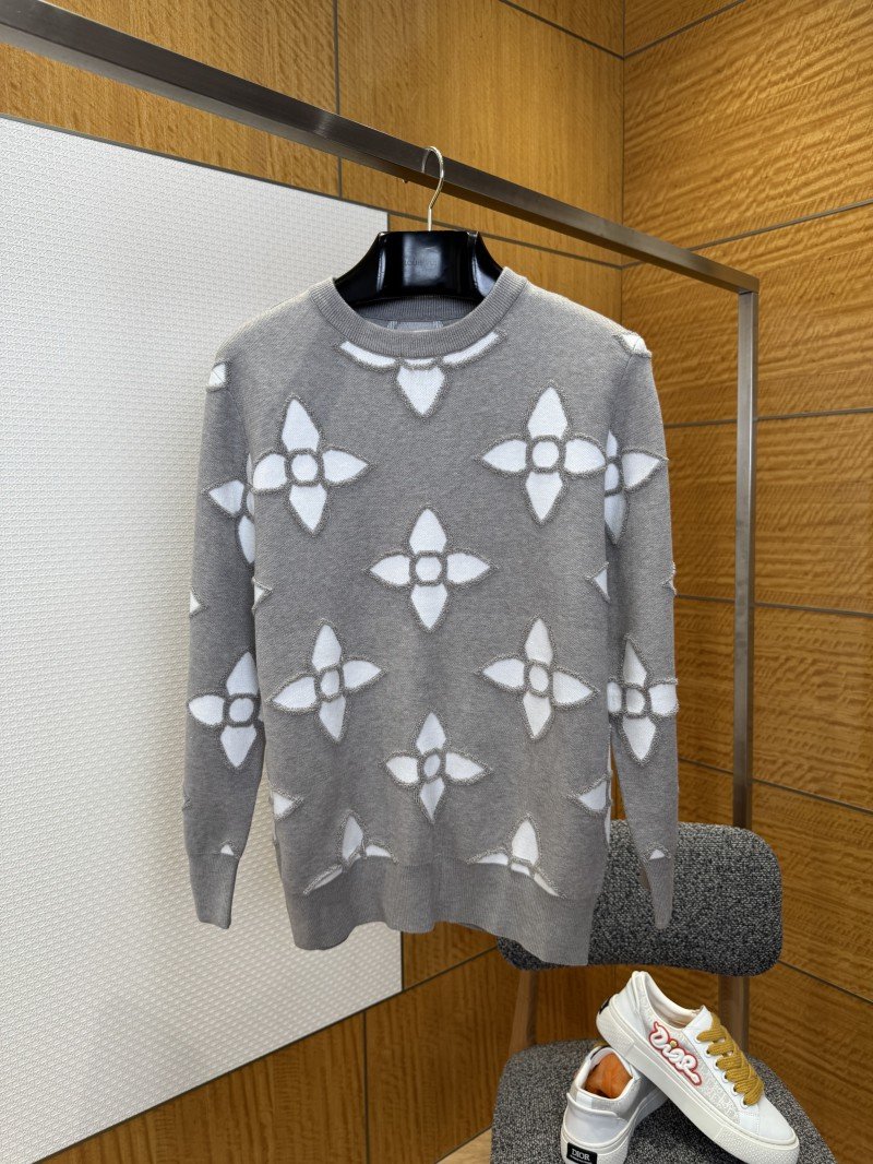 wsxc1765245207441_0.jpg LV Pattern Jacquard Crew Neck Long Sleeve Sweater - 图片 1
