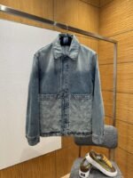 LV Washed Embossed Denim Jacket Coat