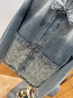 LV Washed Embossed Denim Jacket Coat - 图片 4