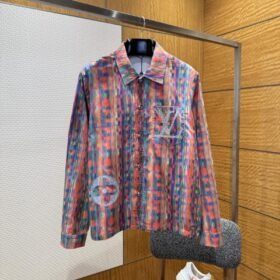 LV Rainbow Four-Leaf Clover Lapel Long-Sleeve Shirt