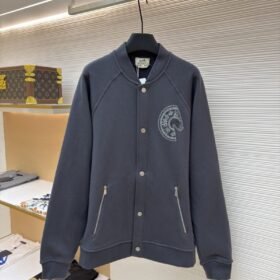 Hermes Solid-Color Ribbed Single-Button Long-Sleeve Jacket Coat