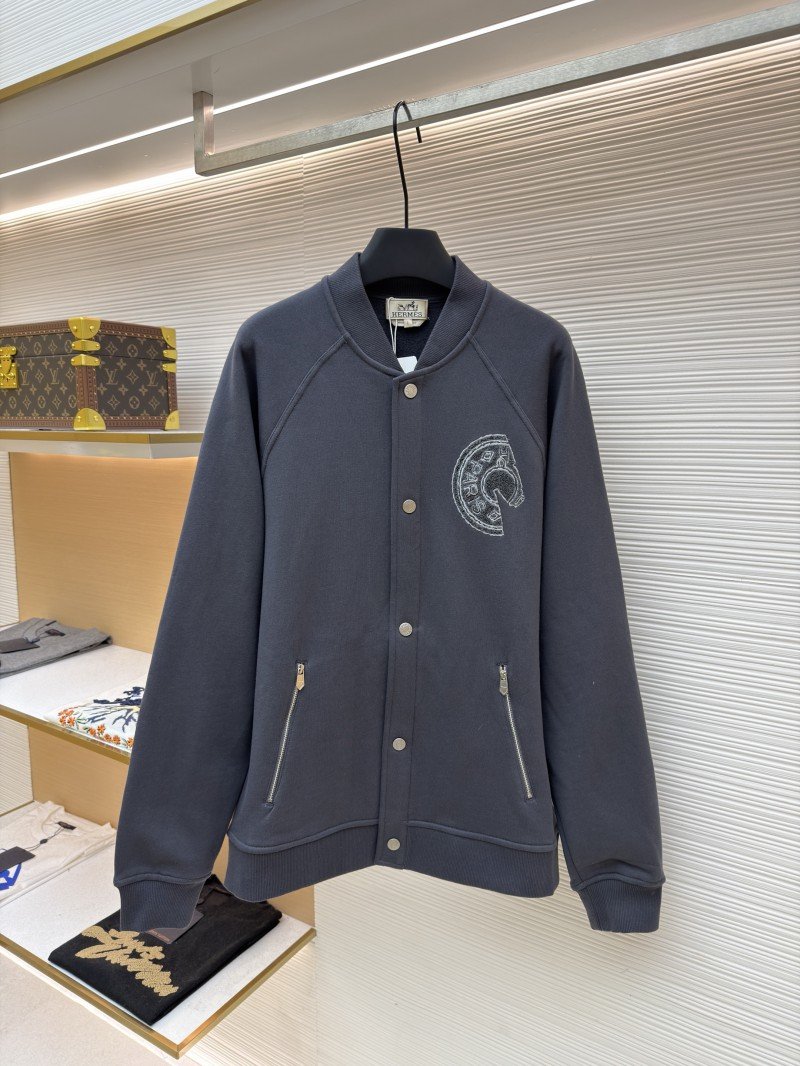wsxc1765337254542_0.jpg Hermes Solid-Color Ribbed Single-Button Long-Sleeve Jacket Coat - 图片 1