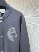 Hermes Solid-Color Ribbed Single-Button Long-Sleeve Jacket Coat - 图片 5