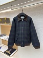 Miu Miu Collared Contrast-Color Check Cotton Coat
