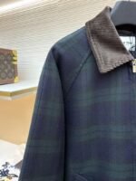 Miu Miu Collared Contrast-Color Check Cotton Coat - 图片 4