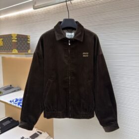 Miu Miu Letter Embroidered Corduroy Jacket Coat