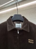 Miu Miu Letter Embroidered Corduroy Jacket Coat - 图片 3