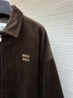 Miu Miu Letter Embroidered Corduroy Jacket Coat - 图片 5