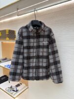 Miu Miu Lambswool Plaid Embroidered Zipper Jacket Coat 1