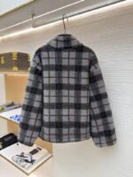 Miu Miu Lambswool Plaid Embroidered Zipper Jacket Coat 1 - 图片 2