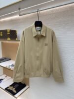 Miu Miu Solid Color Lapel Zipper Micro Logo Long Sleeve Jacket