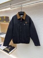 Miu Miu Corduroy Collar Denim Jacket Coat