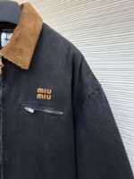 Miu Miu Corduroy Collar Denim Jacket Coat - 图片 5