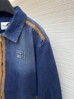 Miu Miu Leather-Trimmed Denim Jacket Coat - 图片 5