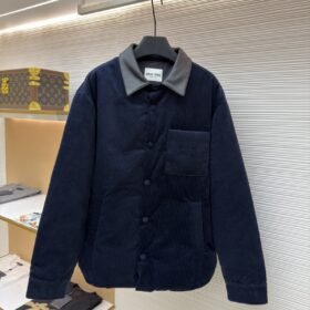 Miu Miu Leather Collar Corduroy Down Jacket
