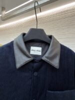 Miu Miu Leather Collar Corduroy Down Jacket - 图片 3