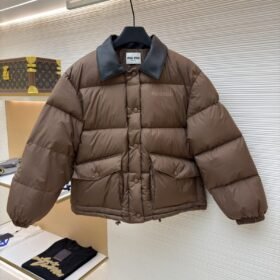 Miu Miu Lapel Single-Breasted Long-Sleeve Down Jacket