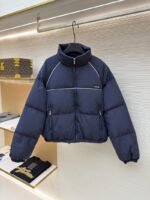 Miu Miu Micro-Label Patch Zipper Long-Sleeve Down Jacket
