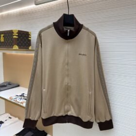Miu Miu Plain Weave Knit Zipper Sweatshirt