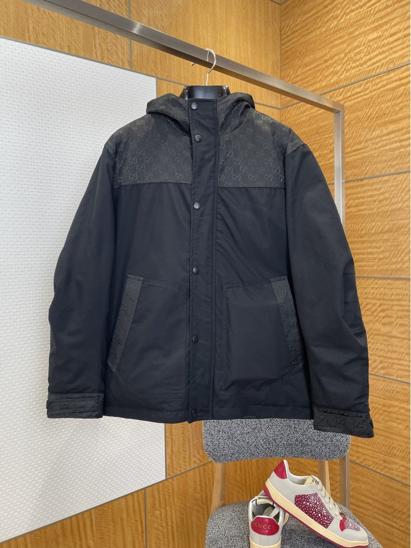 wsxc1767322389305_0.jpg Gucci Double G Jacquard Patchwork Hooded Cotton Jacket - 图片 1