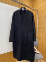 LV Collarless Double-Breasted Wool Coat