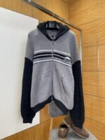 Balenciaga Color-Block Hooded Knit Jacket