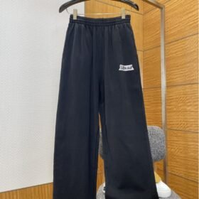 Balenciaga Letter Print Elastic Waist Wide-Leg Pants