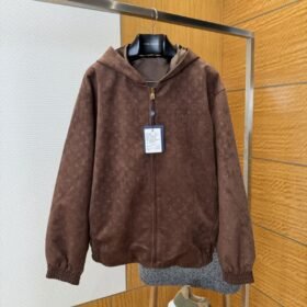 LV All-Over Print Suede Hooded Jacket