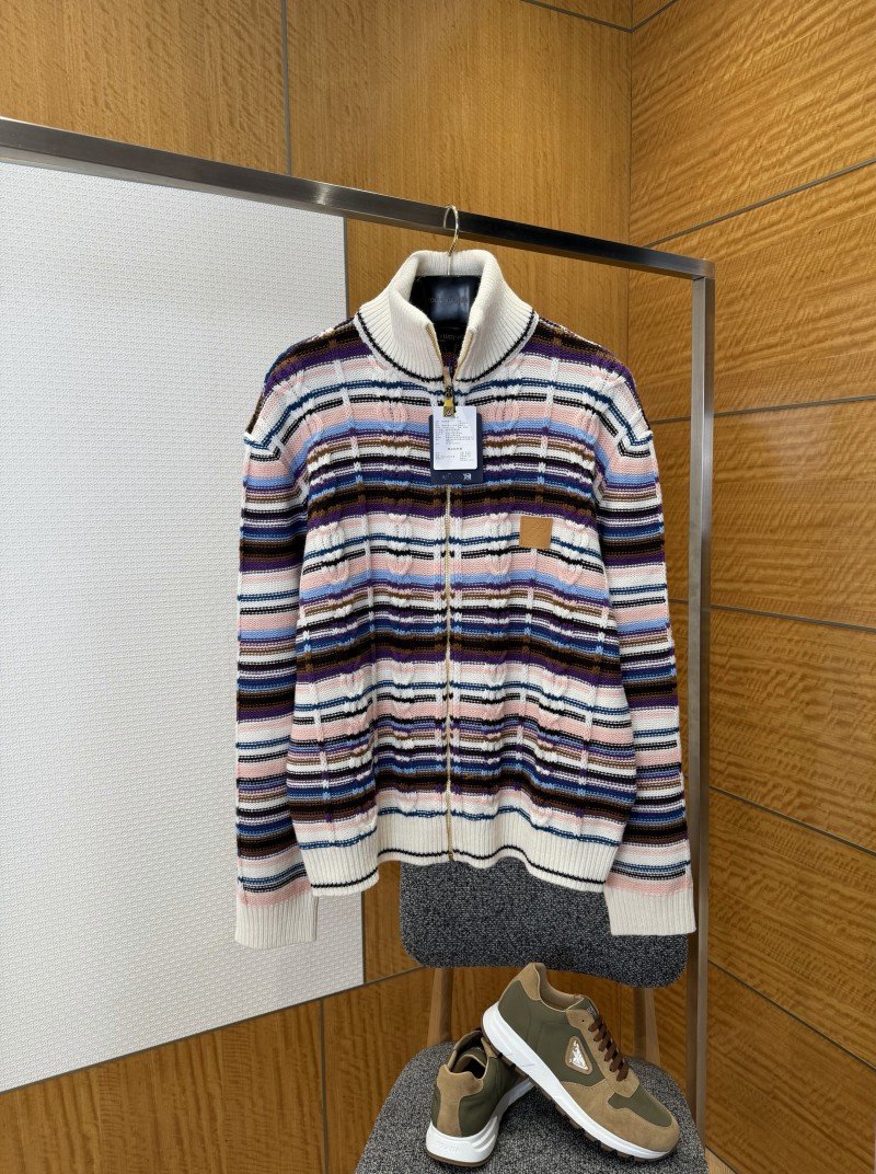 wsxc1767663689159_0.jpg LV Color-Blocked Cable-Knit Zipper Cardigan - 图片 1