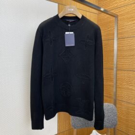 LV Floral Openwork Jacquard Crewneck Knit Sweater