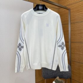 LV Floral Stripe Jacquard Embroidered Sweater