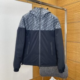 Dior Jacquard Patchwork Hooded Down Jacket 1