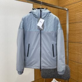 Dior Jacquard Patchwork Hooded Down Jacket 2