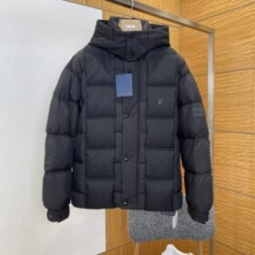 LV Jacquard Hooded Quilted Down Jacket