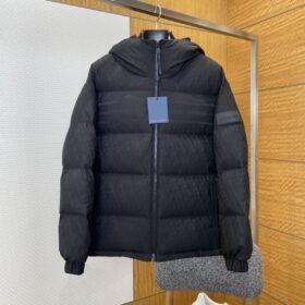 LV Leather-Label Hooded Down Jacket 2