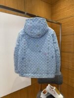 LV Color Jacquard Hooded Denim Down Jacket - 图片 2