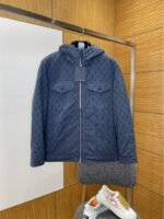 LV Full-Print Hooded Denim Down Jacket 1