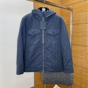 LV Full-Print Hooded Denim Down Jacket 1