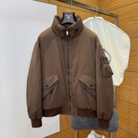 Prada Cuff Logo Zipper Pocket Down Jacket 1
