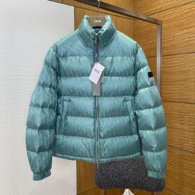 Dior All-Over Print Solid Color Zipper Stand Collar Down Jacket1