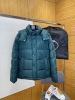 Prada Enameled Triangle Logo Stand Collar Hooded Down Jacket 2